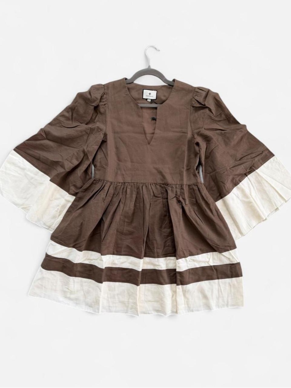 NWT TUCKERNUCK Mocha and Cream Cotton Linen Izzie Dress - Picture 4 of 8